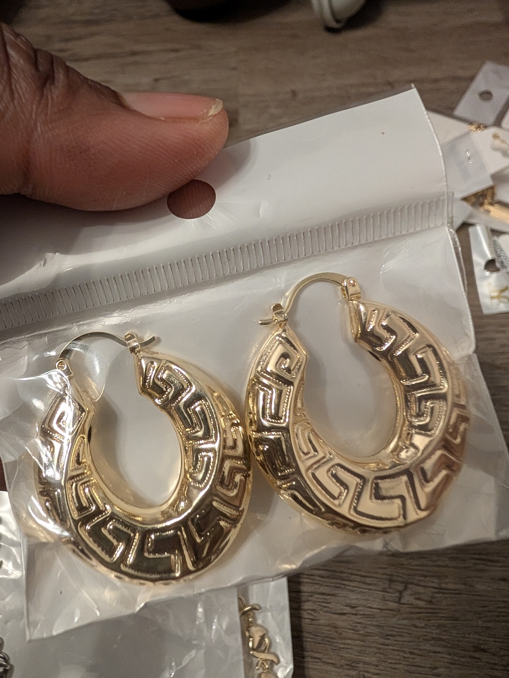 Gold Greek-Pattern Hoop Earrings - Women Jewelry
